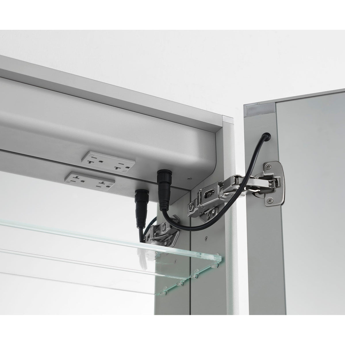Aquadom Royale Plus 40" x 36" Rectangle Recessed or Surface Mount Bi-View LED Lighted Bathroom Medicine Cabinet With Defogger, Electrical Outlet, Magnifying Mirror - RP-4036-N