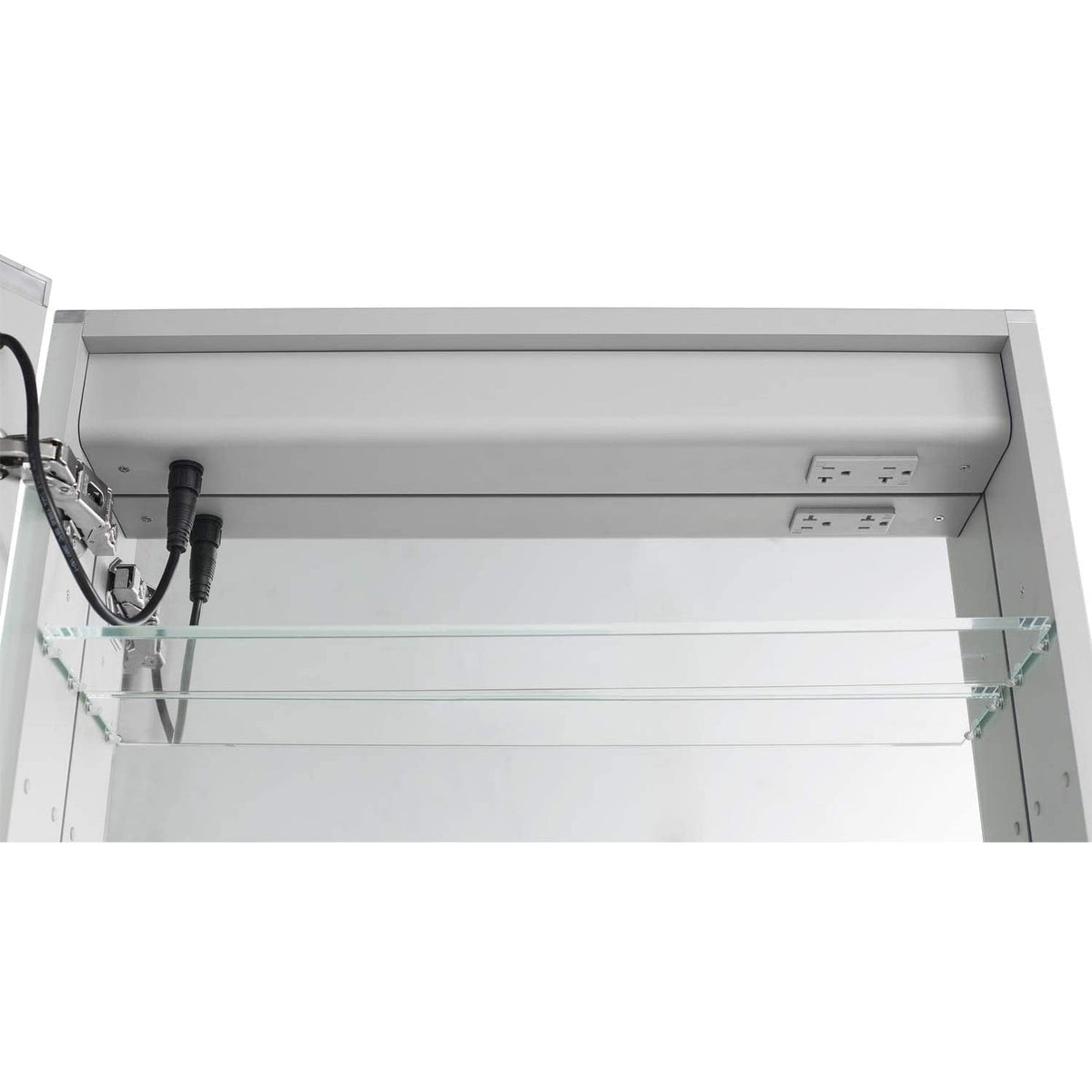 Aquadom Royale Plus 40" x 36" Rectangle Recessed or Surface Mount Bi-View LED Lighted Bathroom Medicine Cabinet With Defogger, Electrical Outlet, Magnifying Mirror - RP-4036-N