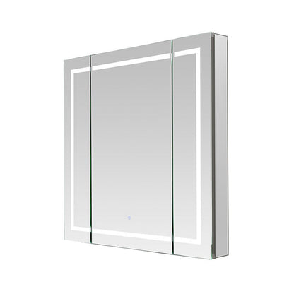 Aquadom Royale Plus 40" x 36" Triple-Door LED Lighted Medicine Cabinet With Defogger, Integrated LED 3X Magnifying Mirror and Electrical Outlet With USB - RP3-4036-N