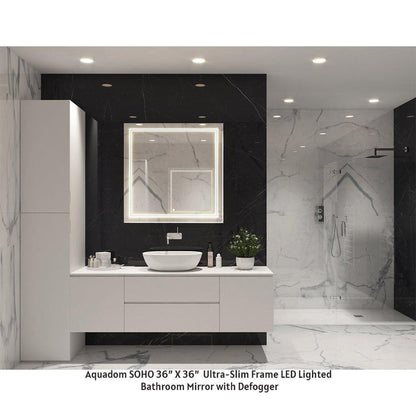 Aquadom SOHO 60" x 36" Rectangular Ultra-Slim Frame LED Lighted Bathroom Mirror With Defogger - S-6036-N