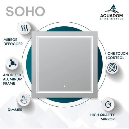 Aquadom SOHO 96" x 36" Rectangle Ultra-Slim Frame LED Lighted Bathroom Mirror With Defogger - S-9636-N