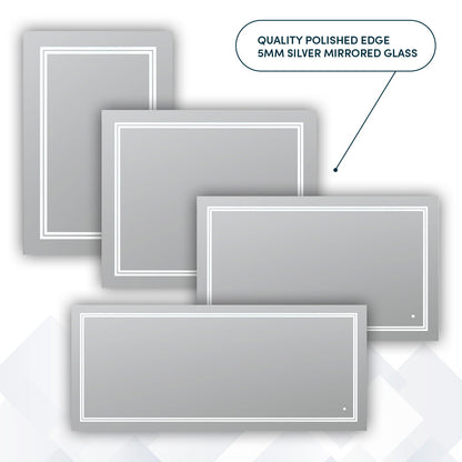 Aquadom SOHO 96" x 36" Rectangle Ultra-Slim Frame LED Lighted Bathroom Mirror With Defogger - S-9636-N