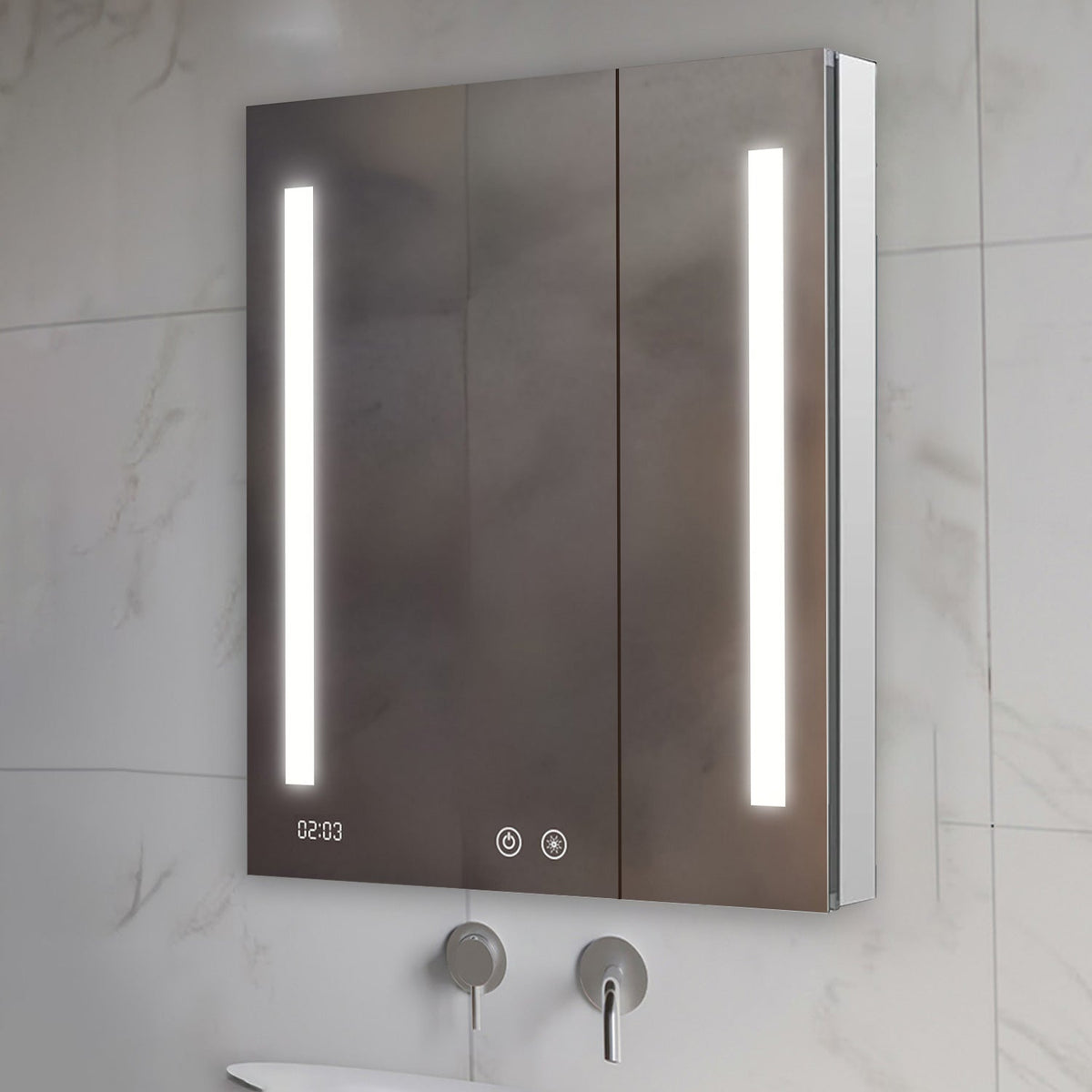 Aquadom Signature Royale 30" x 36" Rectangle Medicine Cabinet With Lighting, Defogger, Integrated LED 3X Magnifying Mirror And Electrical Outlet with USB - SR-3036-N