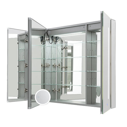 Aquadom Signature Royale 40" x 30" Triple-Door LED Lighted Medicine Cabinet With Defogger, Integrated LED 3X Magnifying Mirror and Electrical Outlet With USB - SR3-4030-N