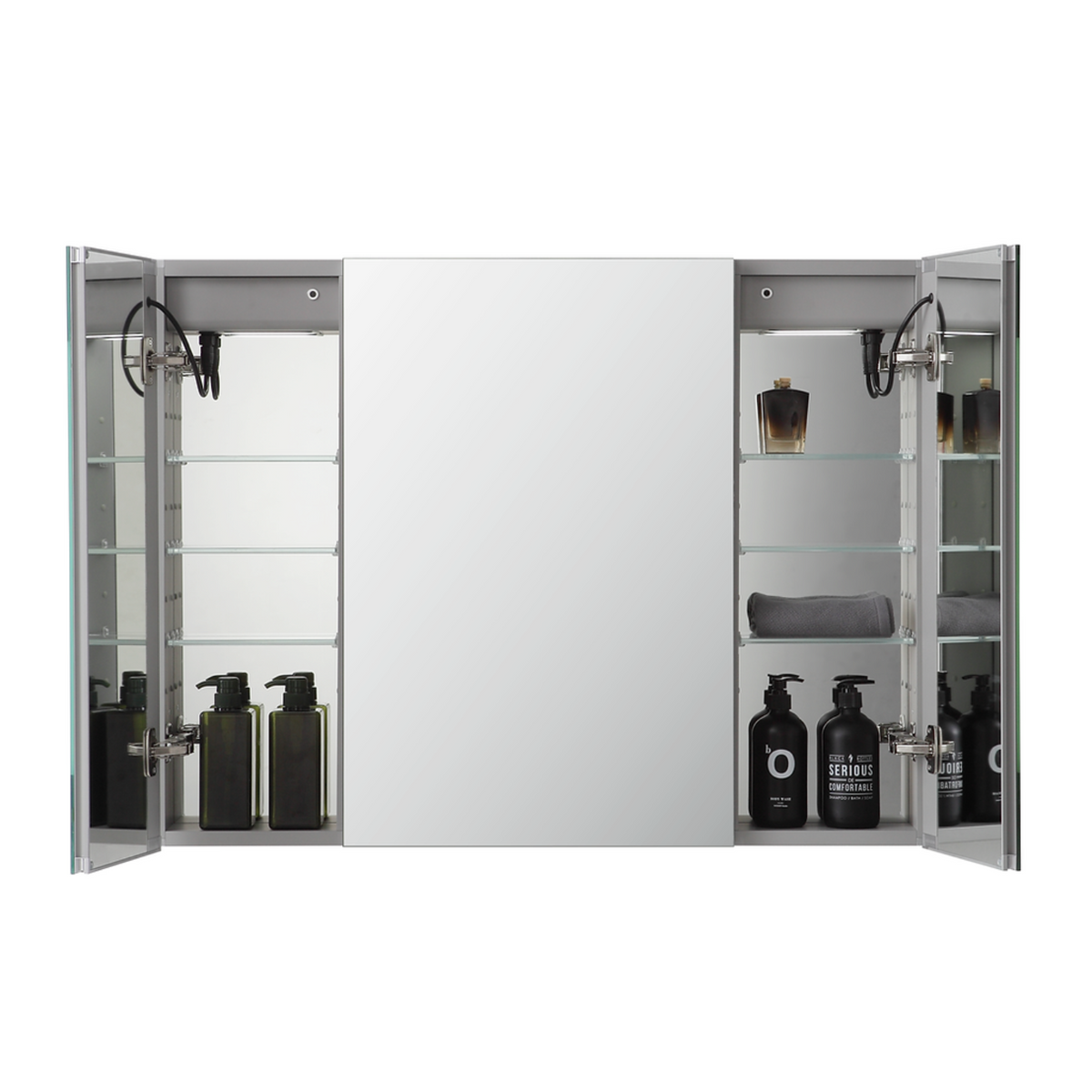 Aquadom Signature Royale 48" x 30" Triple-Door LED Lighted Medicine Cabinet With Defogger, Integrated LED 3X Magnifying Mirror and Electrical Outlet With USB - SR3-4830-N