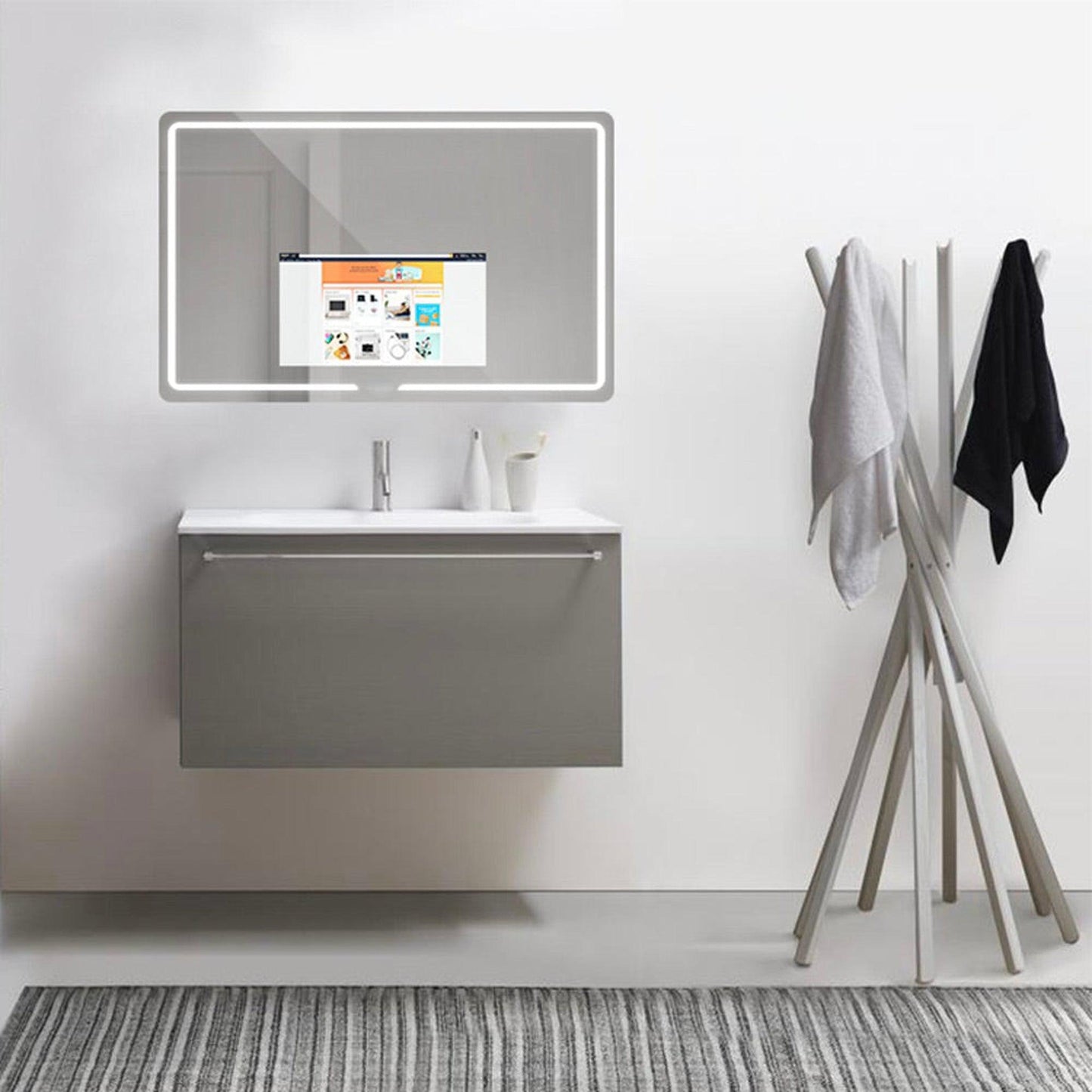 Aquadom Vision 48" x 32" Smart LED Lighted Bathroom Mirror With Built-in TV and Defogger - V-4832