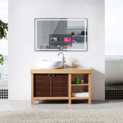 Aquadom Vision 48" x 32" Smart LED Lighted Bathroom Mirror With Built-in TV and Defogger - V-4832