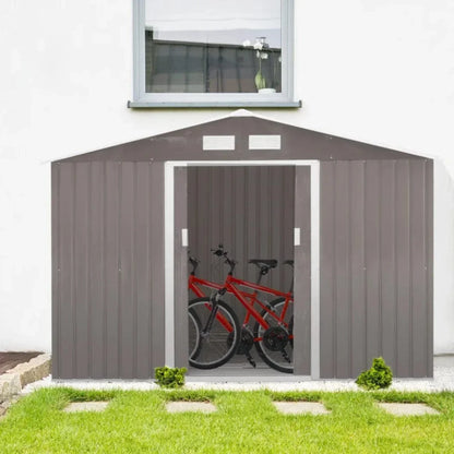 Outsunny 9' x 6.5' x 6.5' Outdoor Backyard Garden Tool Shed - 845-031GY