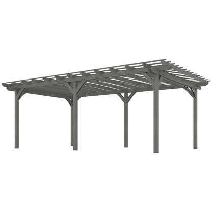 12' x 20' Wood Pergola with Sturdy Trellis for Climbing Plants, Gray