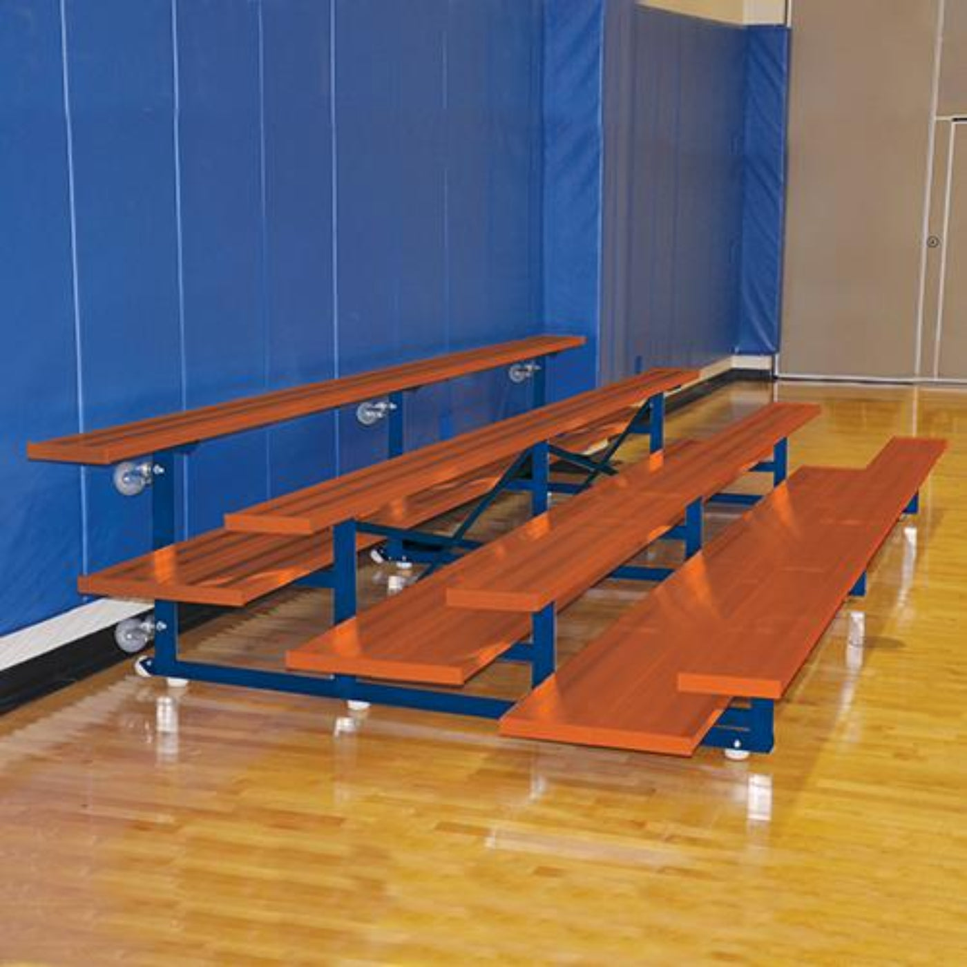 Bleacher 4 Row 15' Tip & Roll Preferred Portable Aluminum - BLDP-4TRG