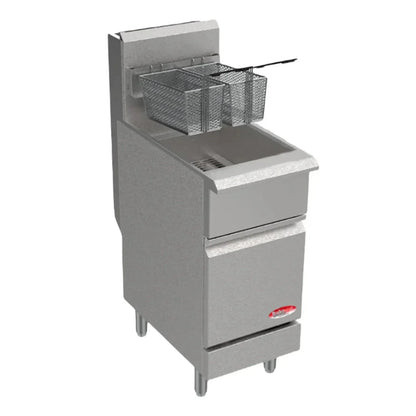 BakeMax 15.5" Natural Gas Fryer, Floor Model, 40 lb., 90,000 BTU - BAKEG40