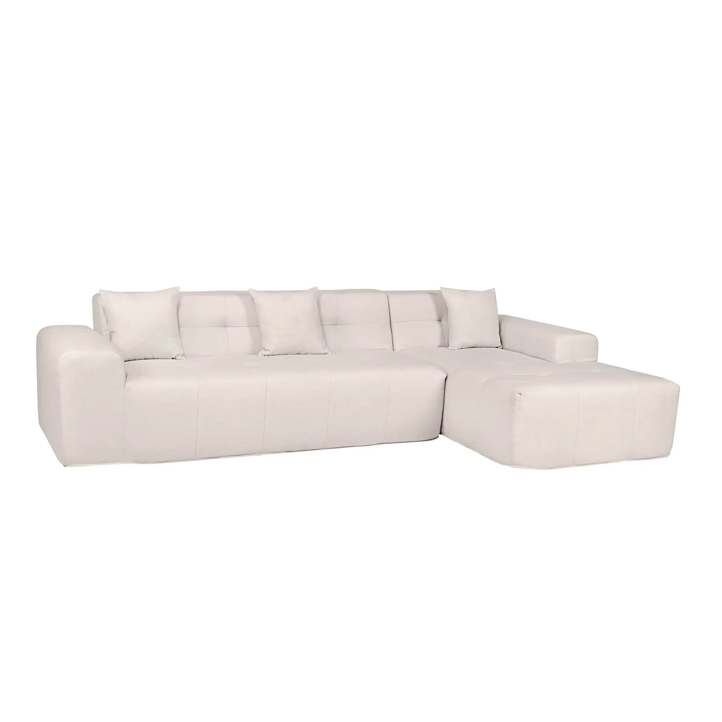 Deko Living 3 Piece Beige Compressed Foam Sectional Sofa Lounger and Table Set  - CIF50218