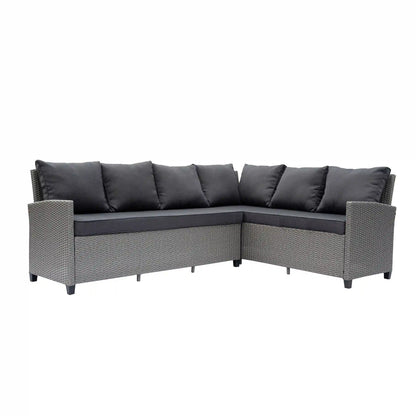 Deko Living Outdoor Wicker Patio Sectional Sofa & Ottoman Set with Table  - COP30006