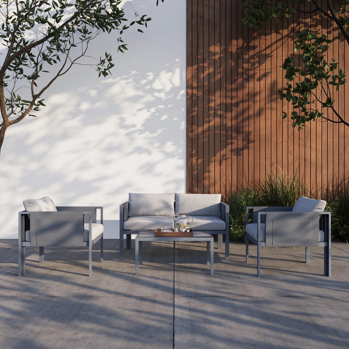 Deko Living 4 Piece Seating Outdoor Gray Sofa and Table Set  - COP30014