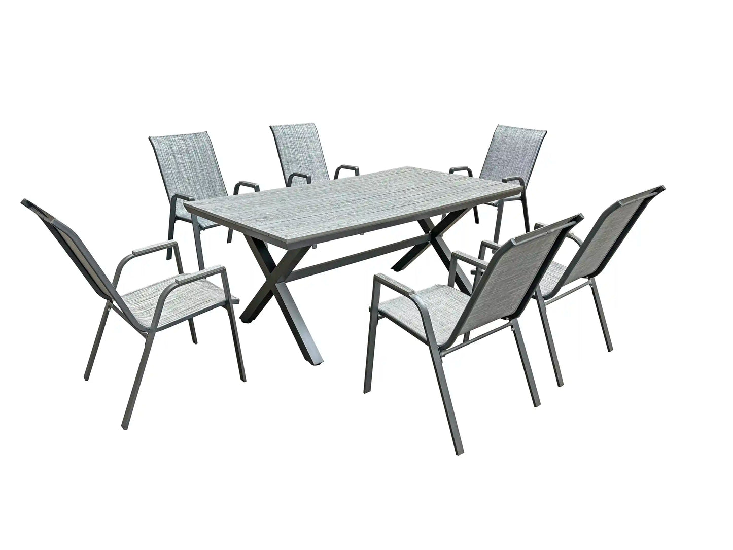 Deko Living 7 Piece Gray Outdoor Dining Chairs and Table Set  - COP30702BLK