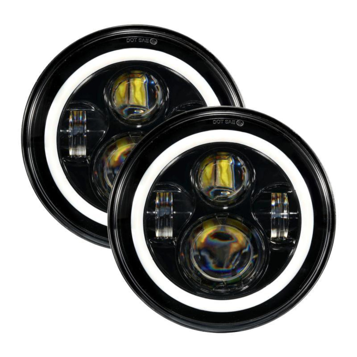 Auxbeam  07-17 Jeep JK - Mega Bundle, 7" LED Halo Headlights,52" 300W Straight LED Light Bar&Windshield Mounting Brackets, 18W Pods light - GP00007587