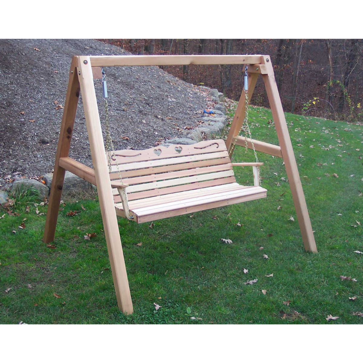 Creekvine Designs Cedar Country Hearts Porch Swing with Stand - WF4000A50CVD