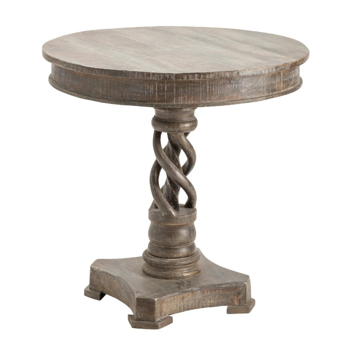 Crestview Collection Bengal Manor 30" x 30" x 30" Rustic Unfinished Mango Wood Twist Accent Table - CVFNR602