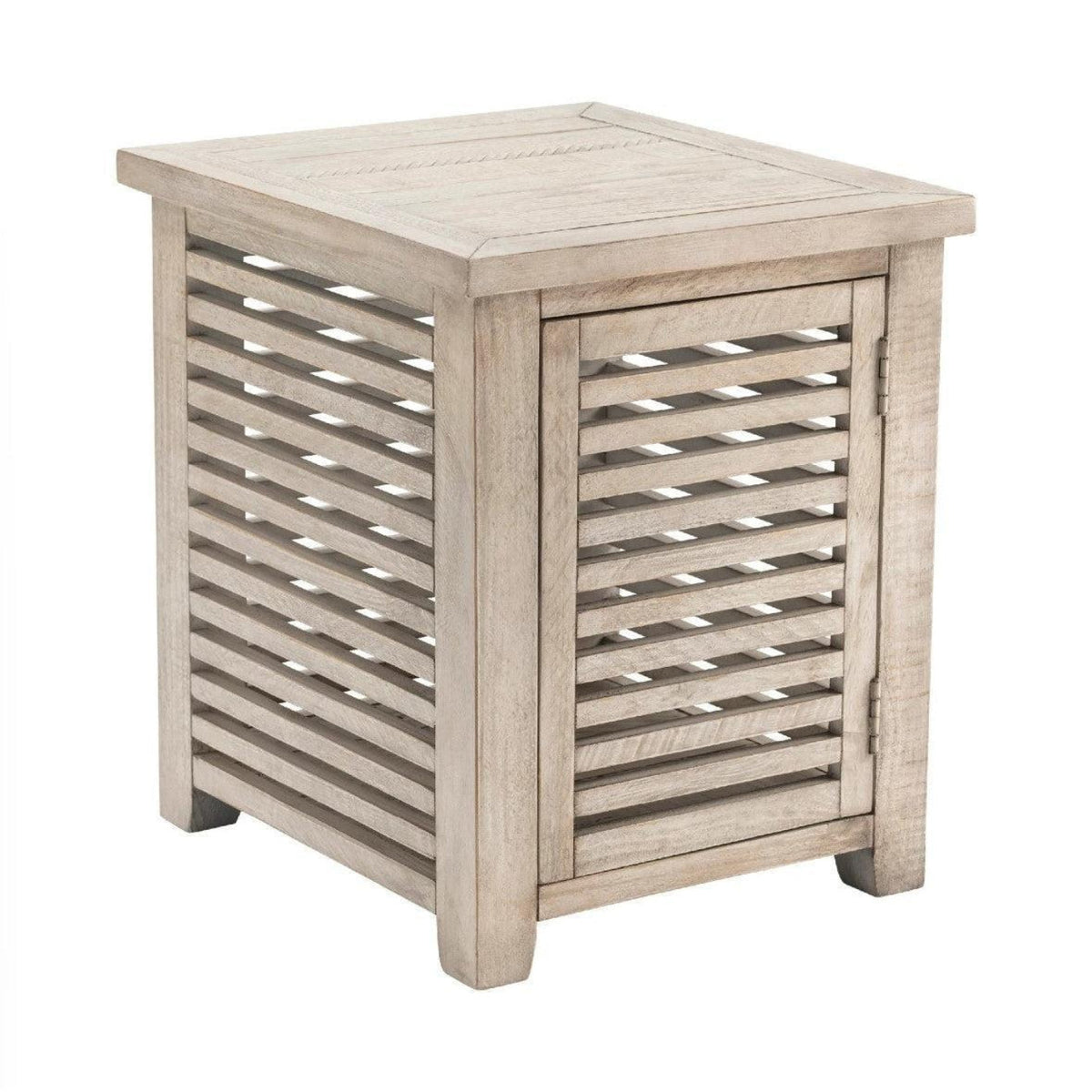 Crestview Collection Pembroke 22" x 20" x 24" 1-Door Occasional Plantation Recycled Pine Slated Rectangle End Table In Hudson Finish - CVFVR8128
