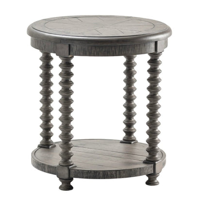 Crestview Collection Pembroke 23" x 23" x 24" Occasional Plantation Recycled Pine Turned Leg Round End Table In Distressed Gray FinishCVFVR8034CVFVR8034CVFVR8034CVFVR8034CVFVR8034- CVFVR8034