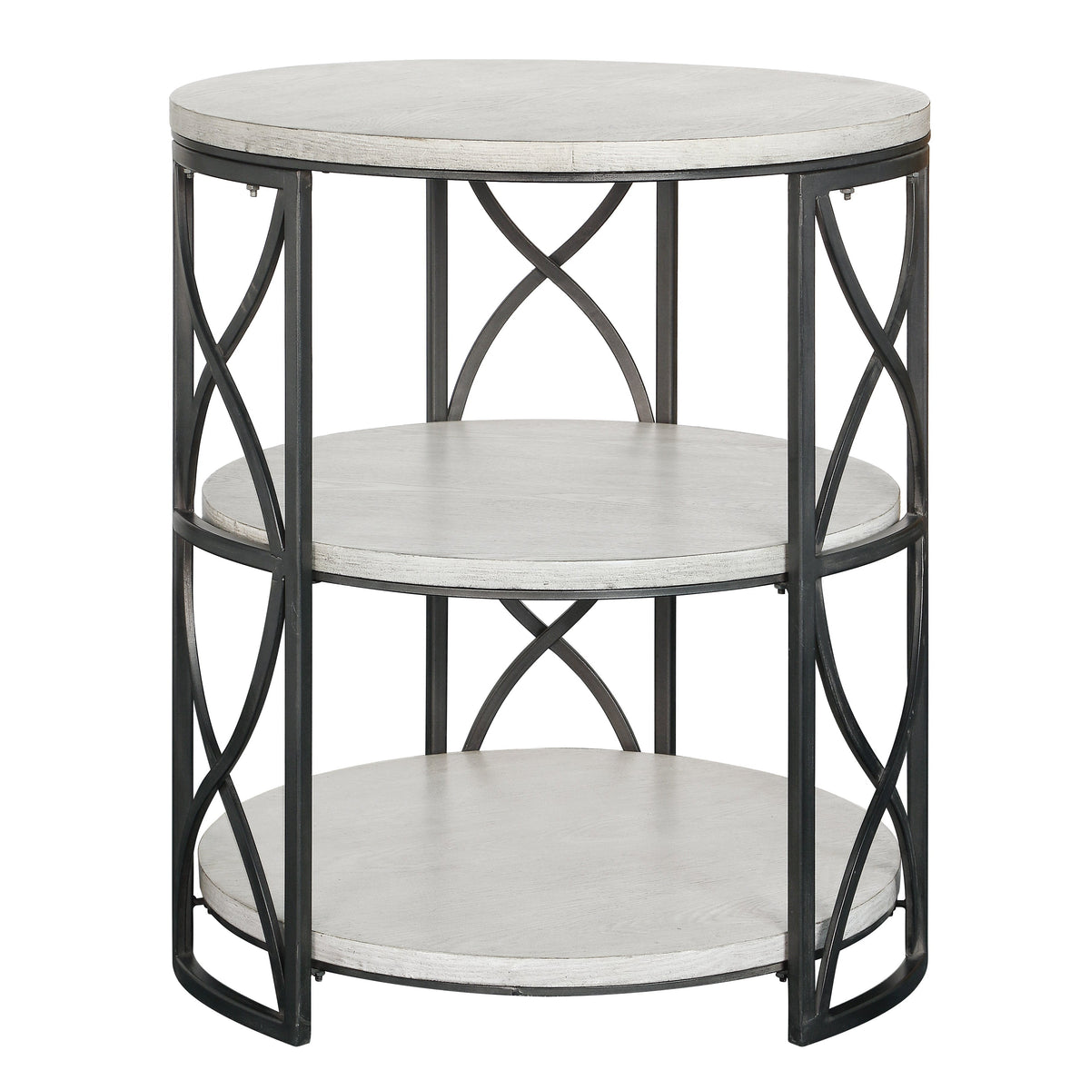 Crestview Collection Springfield 24" x 24" x 26" Traditional Metal And Wood Tiered Accent Table In Gray and Black Finish - CVFZR4104