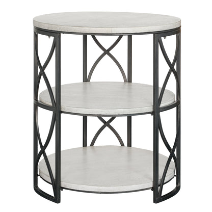Crestview Collection Springfield 24" x 24" x 26" Traditional Metal And Wood Tiered Accent Table In Gray and Black Finish - CVFZR4104