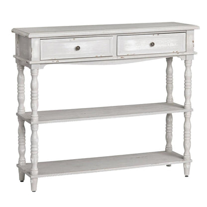 Crestview Collection Weston 42" x 13" x 36" 2-Drawer Traditional Wood Console Table In Chalk Gray Finish - CVFZR4535