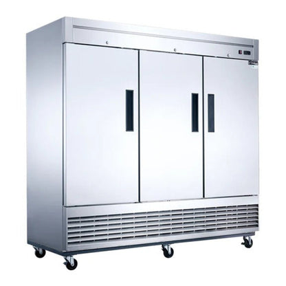 Dukers D83F 83" Three Solid Door Bottom Mount Reach-In Freezer 64.8 Cu. Ft. - D83F