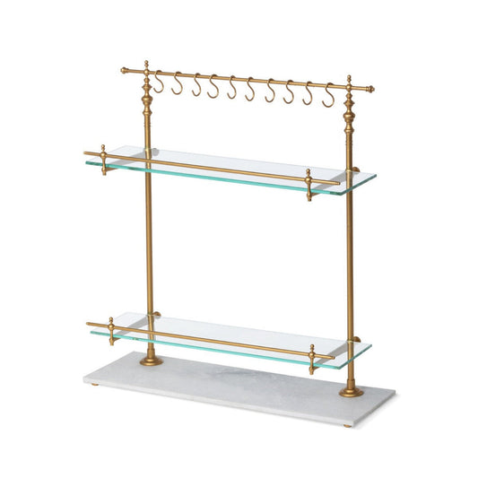 Park Hill Collection Southern Classic White Marble and Brass Bistro Rack - EAW26057