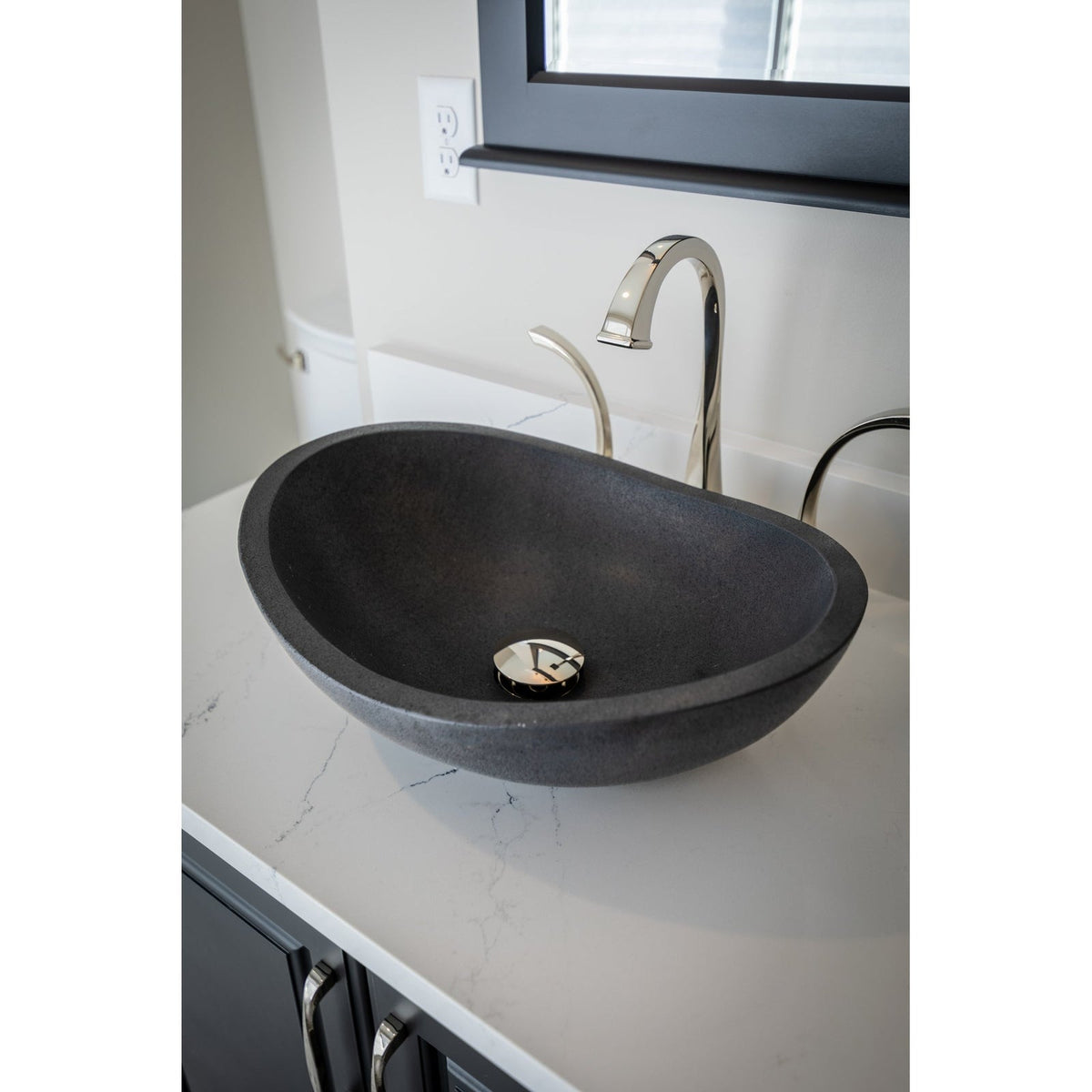 Eden Bath Honed Black Limestone Canoe Sink - EB_S005BL-H