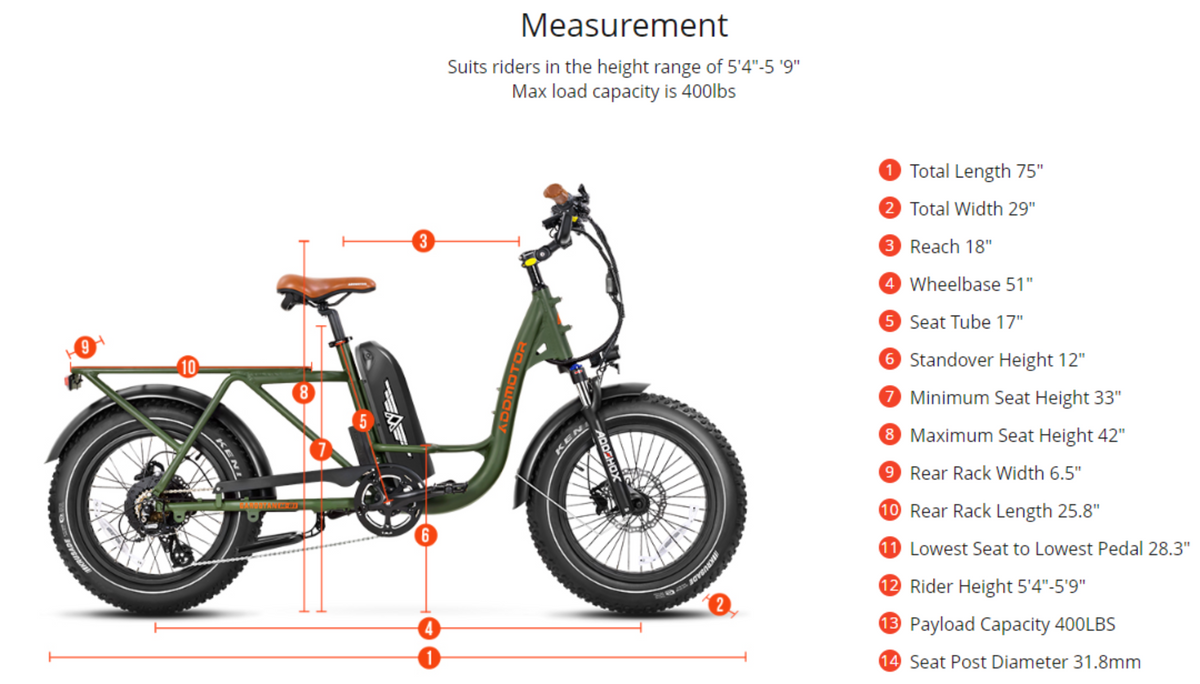 Addmotor 750W 48V GAROOTAN M-81 Cargo Fat Tire Electric Bike - EB-ADD-GM81-ORG