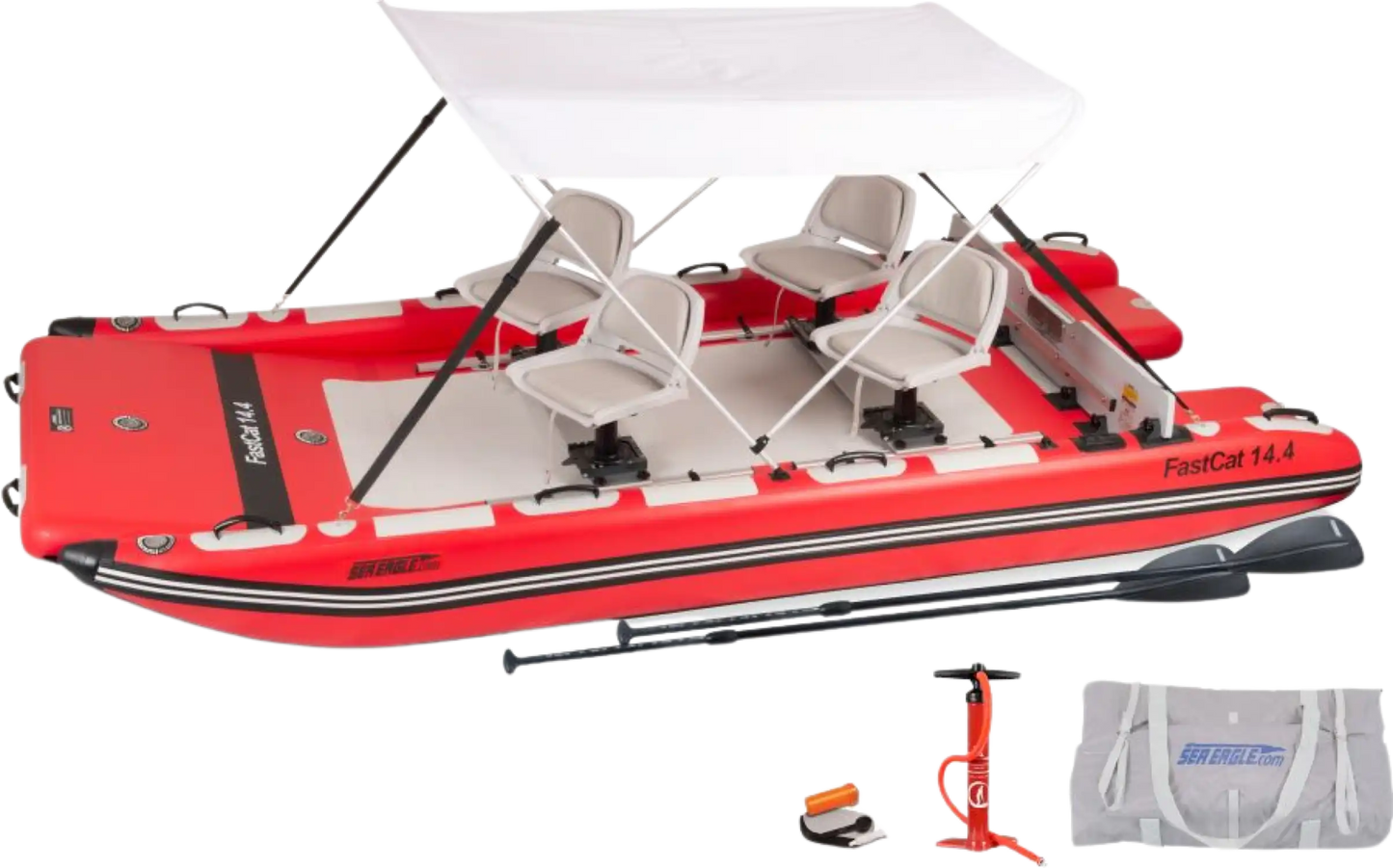 Sea Eagle FASTCAT14K_SWC Catamaran Inflatable Boat Swivel Seat Canopy Package New - FASTCAT14K_SWC