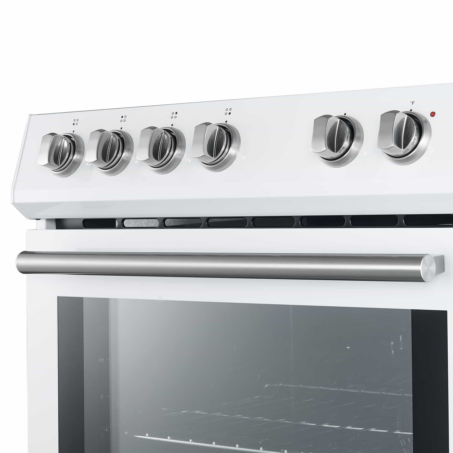 Forno 5-Piece Appliance Package - 30-Inch Electric Range, Under Cabinet Range Hood, French Door Refrigerator, Dishwasher, and 30-Inch Microwave Drawer in White with Stainless Steel Trim - APR5-6012-30WHT-MWD30