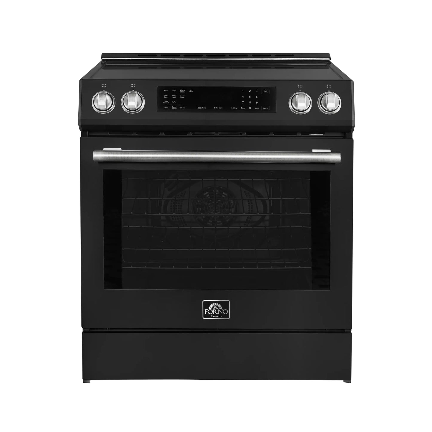 Forno 5-Piece Appliance Package - 30-Inch Induction Range, Under Cabinet Range Hood, Refrigerator with Water Dispenser, Dishwasher, and 30-Inch Microwave Drawer in Black with Stainless Steel Trim - APW5-905-30BLK-MWD30