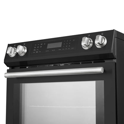 Forno 5-Piece Appliance Package - 30-Inch Induction Range, Under Cabinet Range Hood, Refrigerator with Water Dispenser, Dishwasher, and  Microwave Drawer in Black with Stainless Steel Trim - APW5-905-30BLK