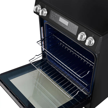 Forno 5-Piece Appliance Package - 30-Inch Induction Range, Under Cabinet Range Hood, French Door Refrigerator, Dishwasher, and 30-Inch Microwave Drawer in Black with Antique Brass Trim - APR5-905-30BLK-MWD30