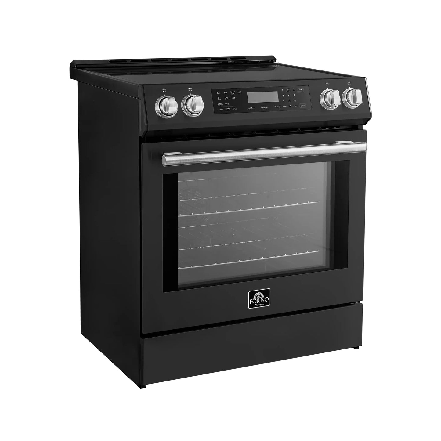 Forno 5-Piece Appliance Package - 30-Inch Induction Range, Under Cabinet Range Hood, Refrigerator, Dishwasher, and  Microwave Drawer in Black with Antique Brass Trim - APR5-905-30BLK