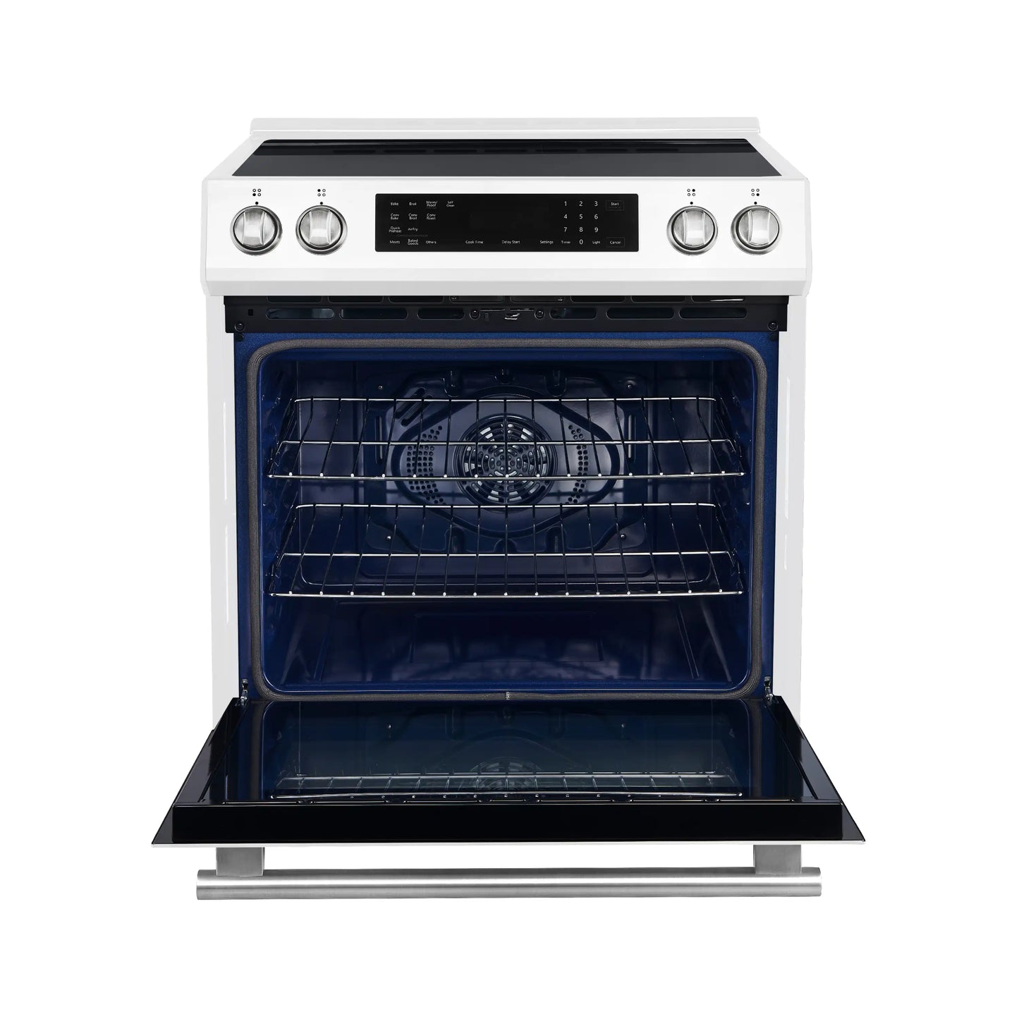 Forno 5-Piece Appliance Package - 30-Inch Induction Range, Under Cabinet Range Hood, Refrigerator with Water Dispenser, Dishwasher, and 30-Inch Microwave Oven in White with Antique Brass Trim - APW5-905-30WHT-MWO30