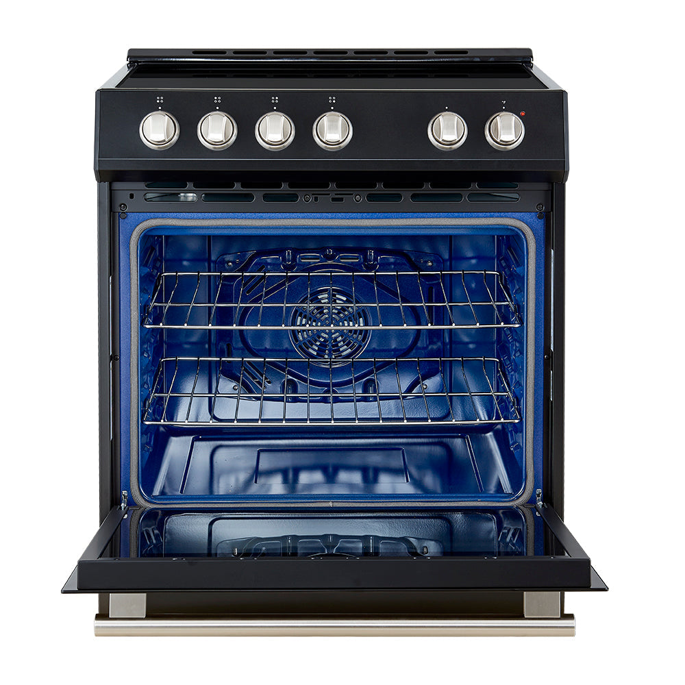 Forno 5-Piece Appliance Package - 30-Inch Induction Range, Under Cabinet Range Hood,  French Door Refrigerator with Water Dispenser, Dishwasher, and  Microwave Drawer in Black with Stainless Steel Trim - APW5-982-30BLK