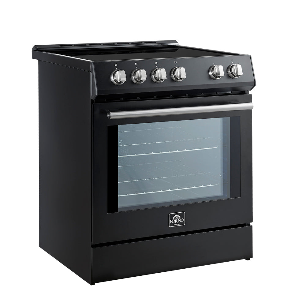 Forno 5-Piece Appliance Package - 30-Inch Induction Range, Under Cabinet Range Hood,  French Door Refrigerator, Dishwasher, and  Microwave Drawer in Black with Stainless Steel Trim - APR5-982-30BLK