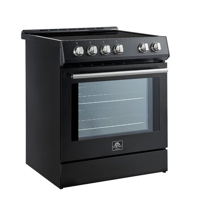 Forno 5-Piece Appliance Package - 30-Inch Induction Range, Under Cabinet Range Hood, French Door Refrigerator, Dishwasher, and 30-Inch Microwave Drawer in Black with Stainless Steel Trim - APR5-982-30BLK-MWD30