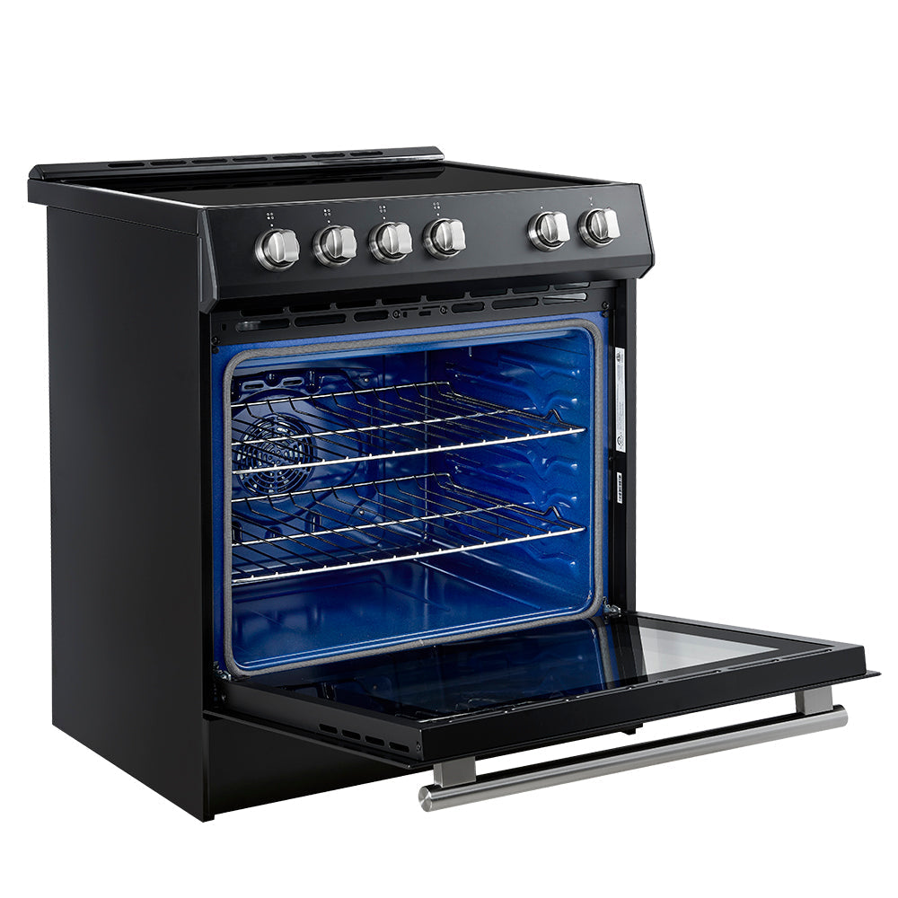 Forno 5-Piece Appliance Package - 30-Inch Induction Range, Under Cabinet Range Hood,  French Door Refrigerator with Water Dispenser, Dishwasher, and  Microwave Drawer in Black with Stainless Steel Trim - APW5-982-30BLK
