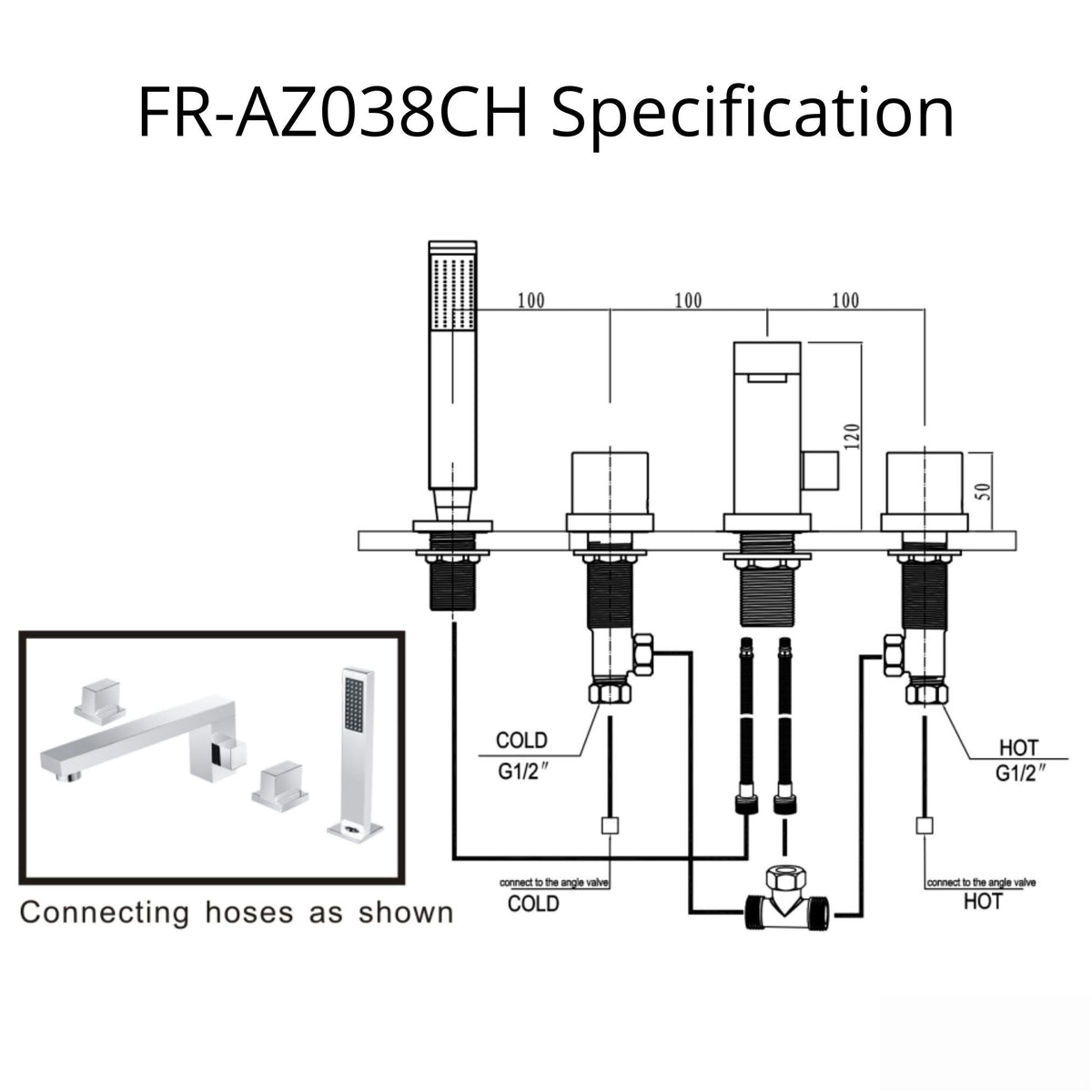 Anzzi Vernal 2-Handle Deck-Mount Roman Tub Faucet FR-AZ038CH - FR-AZ038CH