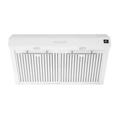Forno 5-Piece Appliance Package - 30-Inch Inducton Range, Under Cabinet Range Hood, Refrigerator with Water Dispenser, Dishwasher, and  24-Inch Microwave Oven in White with Stainless Steel Trim - APW5-905-30WHT-MWO24