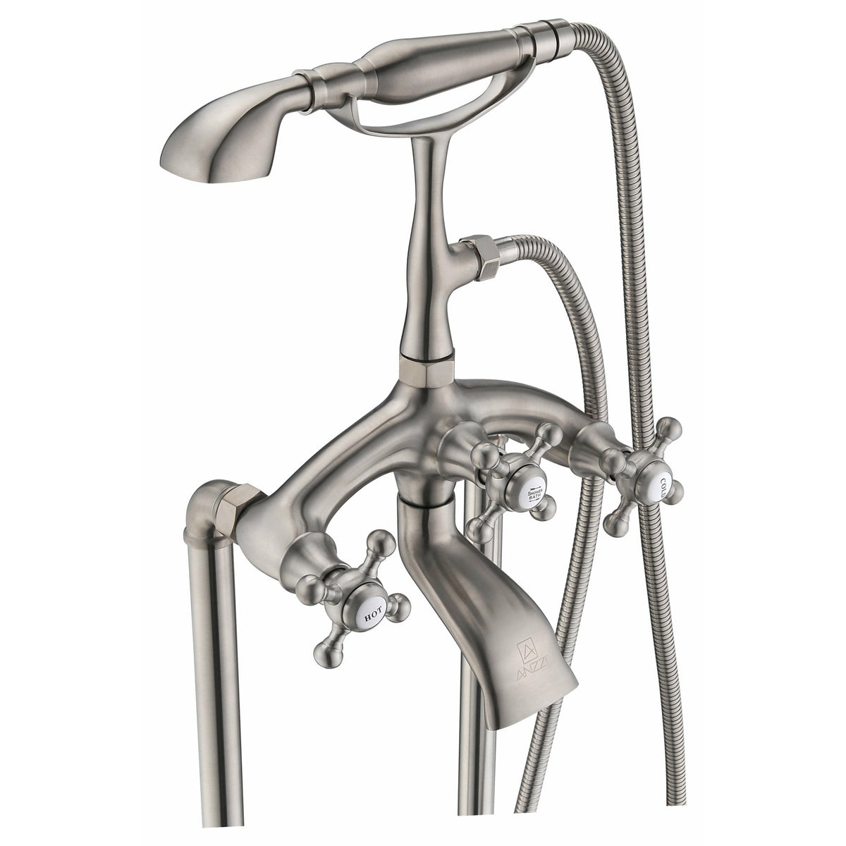 Anzzi Tugela 3-Handle Claw Foot Tub Faucet with Hand Shower FS-AZ0052 - FS-AZ0052BN