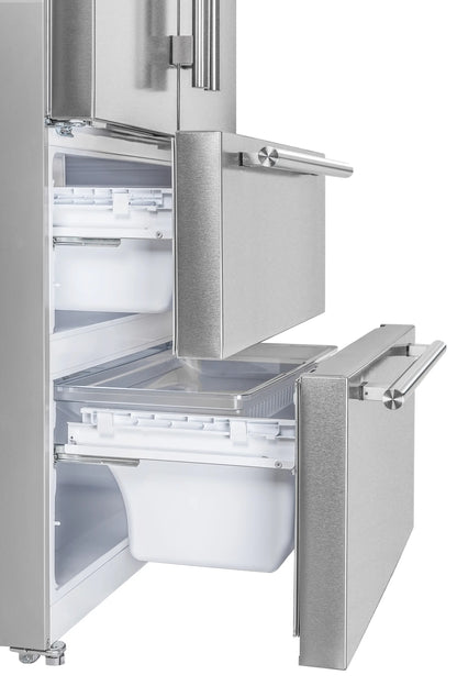 Forno 36-Inch Moena French Door Refrigerator - 19 cu.ft with Double Freezer Drawer and Ice Maker FFRBI1820-36SB -