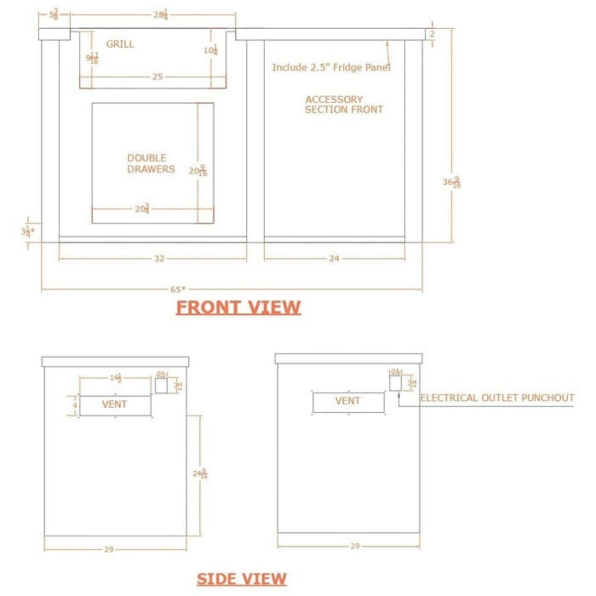 Haven Outdoor 66-Inch Outdoor Kitchen Island with Trash Center, Gas Grill & Double Access Door - HCOY66TRASH-BB-LP