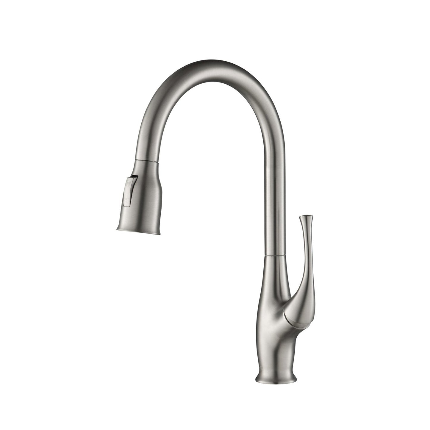 Kibi Cedar Single Handle High Arc Pull Down Kitchen Faucet With Soap Dispenser in Brushed Nickel Finish - C-KKF2010BN-KSD101BN