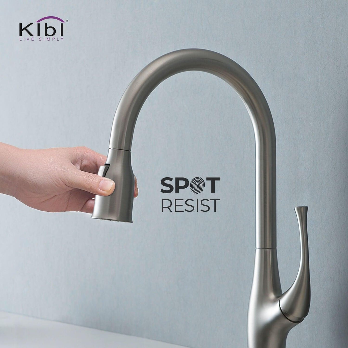 Kibi Cedar Single Handle High Arc Pull Down Kitchen Faucet With Soap Dispenser in Brushed Nickel Finish - C-KKF2010BN-KSD101BN