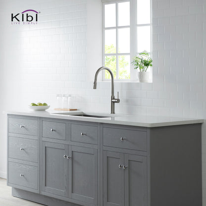 Kibi Hilo Single Handle High Arc Pull Down Kitchen Faucet in Brushed Nickel Finish - KKF2008BN